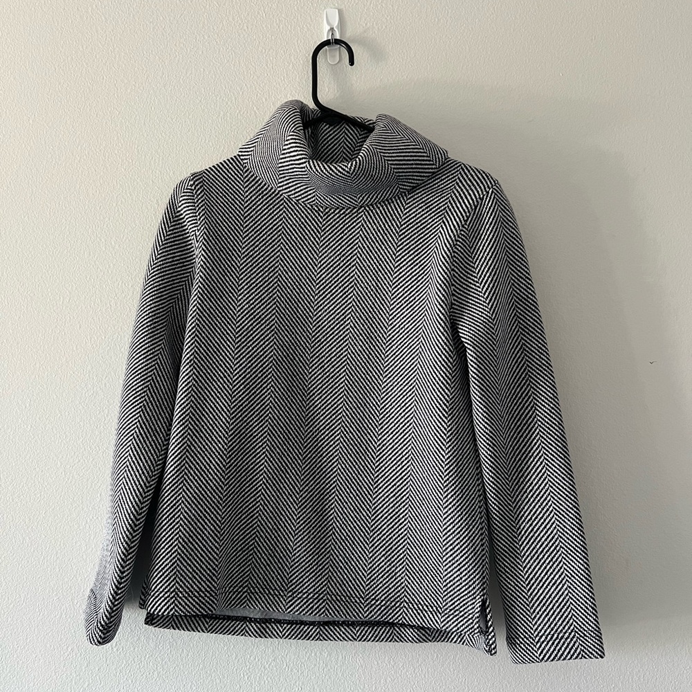 J. Crew Long Sleeve Funnel Neck Pullover - Black and White
